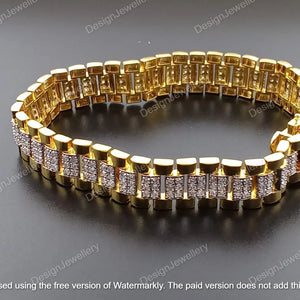 Men’s Presidential Two-Tone Diamond Link Bracelet