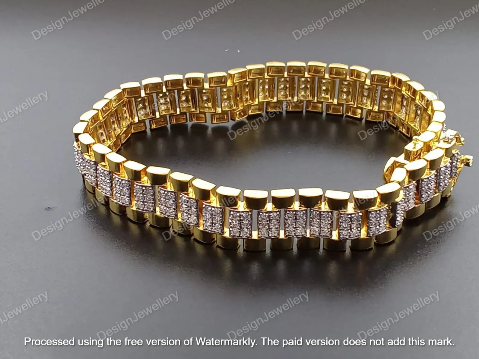 Men’s Presidential Two-Tone Diamond Link Bracelet
