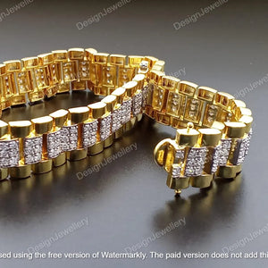 Men’s Presidential Two-Tone Diamond Link Bracelet