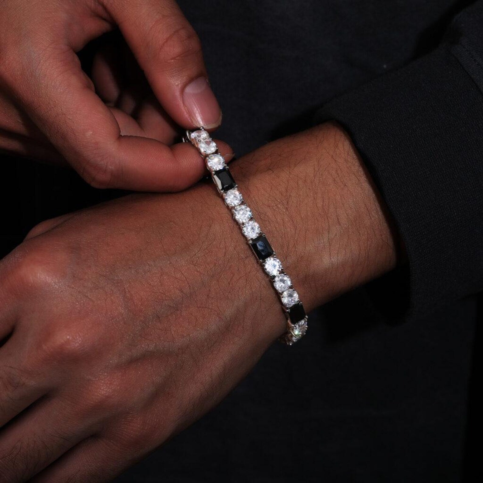 Men’s Monochrome Elite Alternating Tennis Bracelet