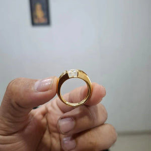 Gold Finish Round Brilliant Solitaire Ring