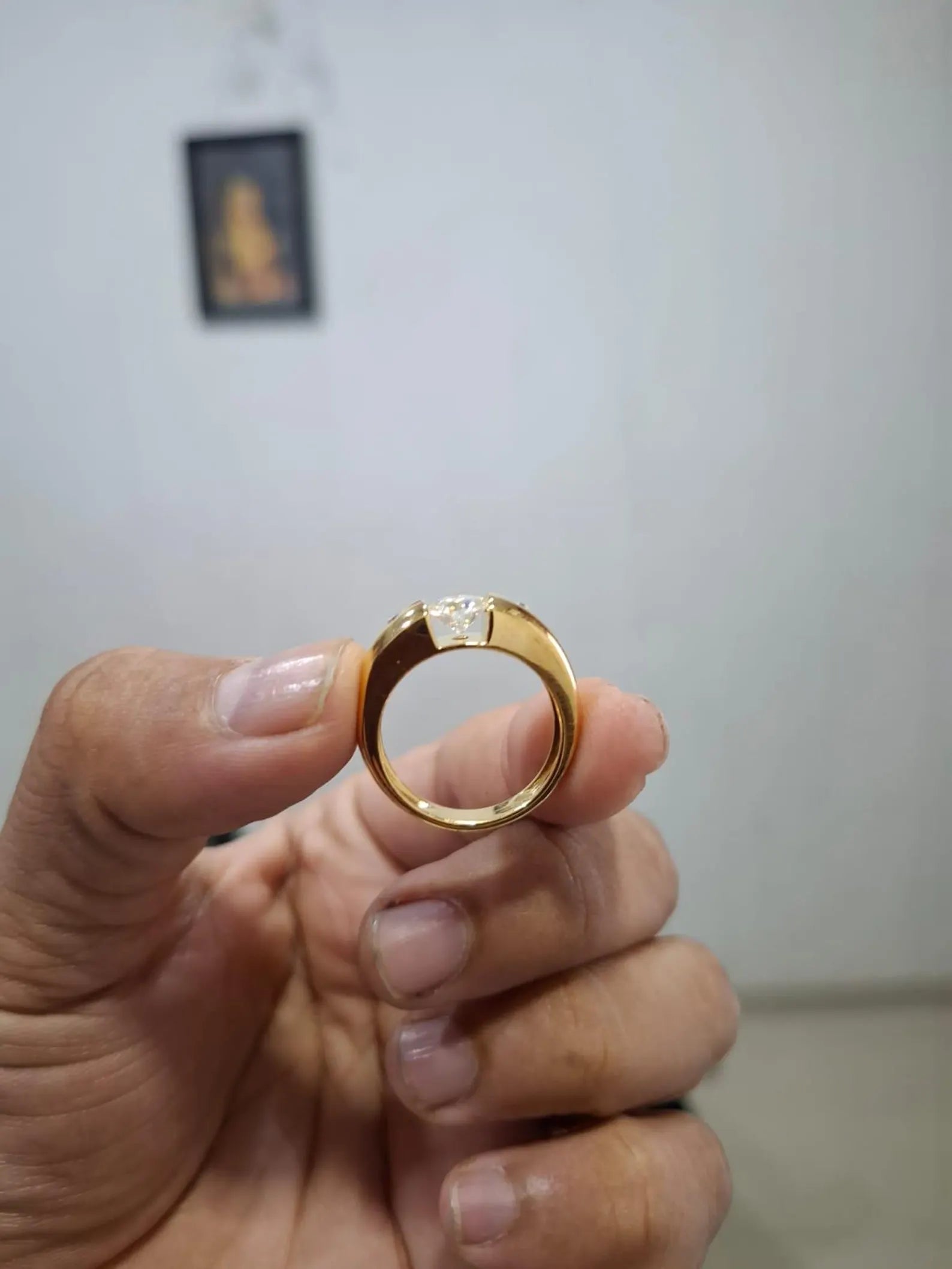 Gold Finish Round Brilliant Solitaire Ring