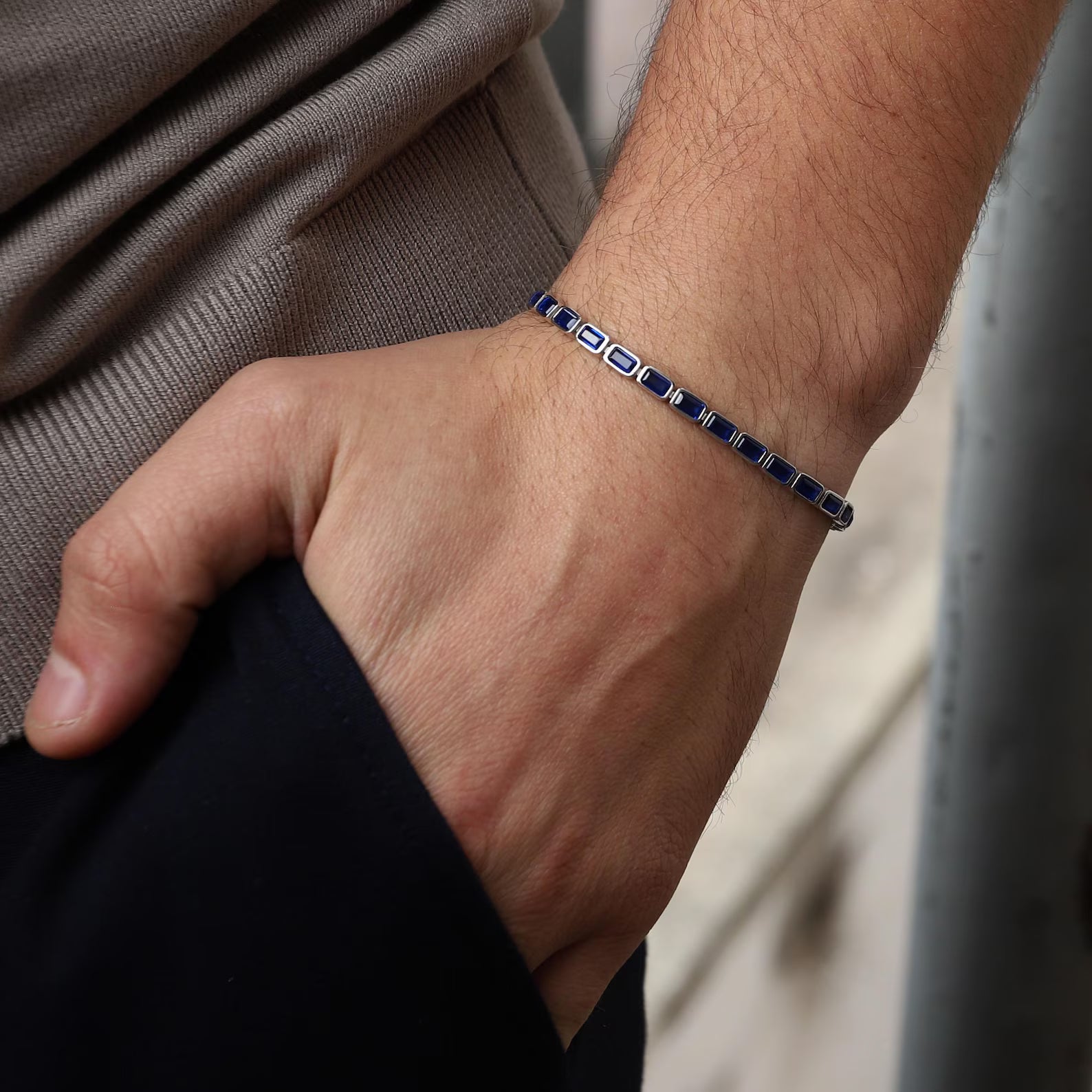 Cobalt Baguette Tennis Bracelet