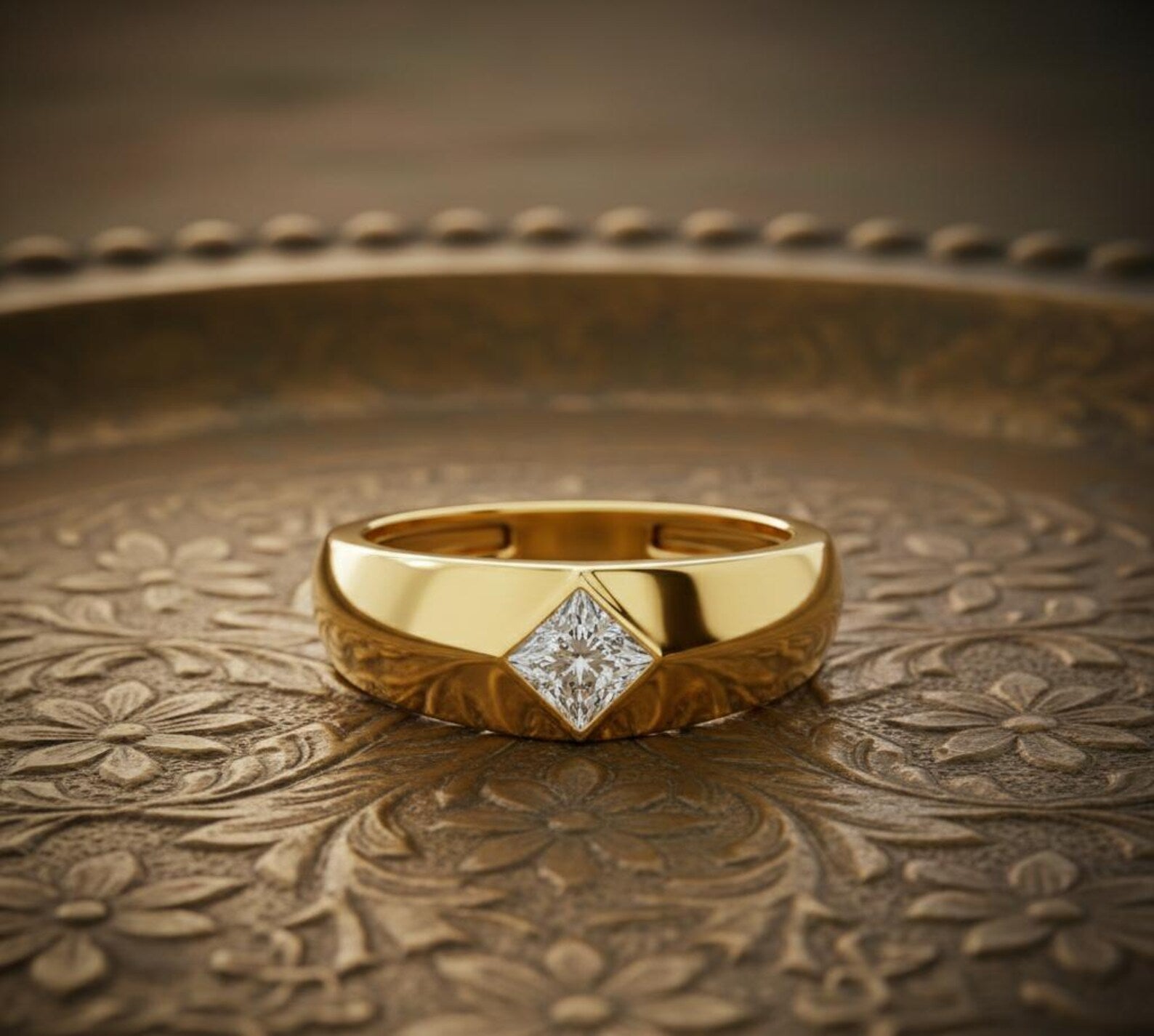 Men’s Geometric Pillar Solitaire Ring