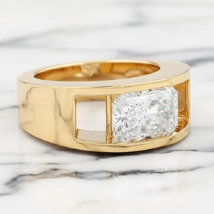 Men’s Floating Radiant Cut Moissanite Ring
