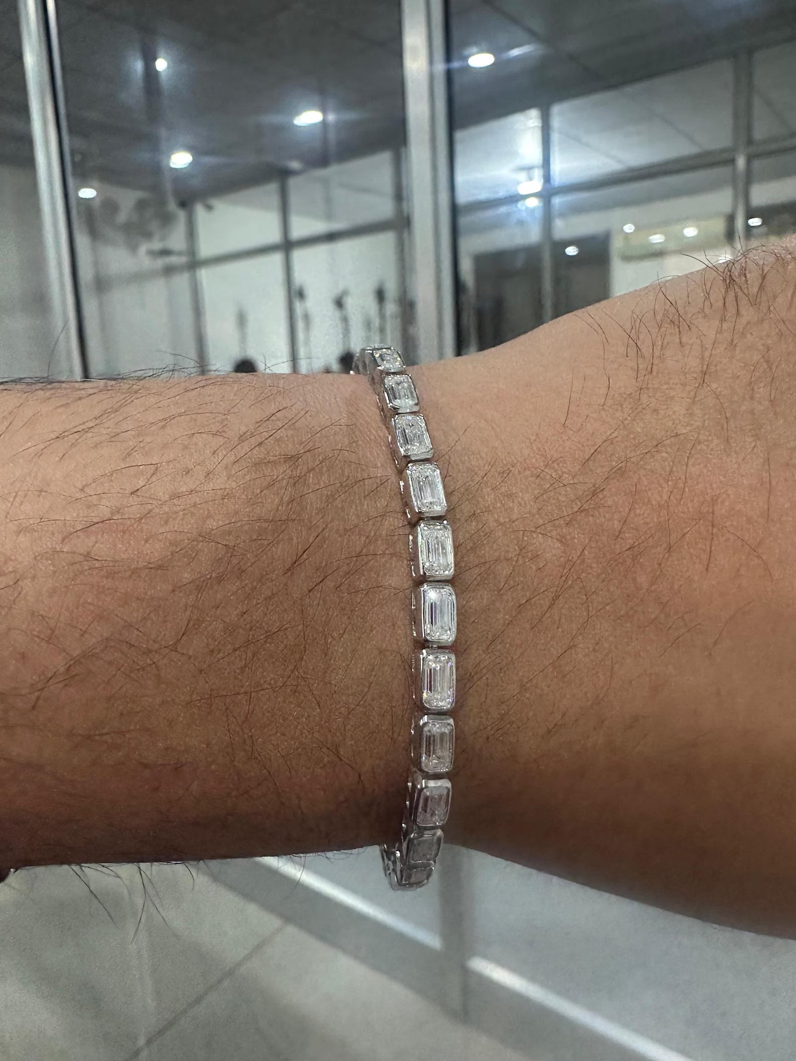 Elite Emerald-Cut Bezel Tennis Bracelet