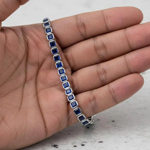 Blue Sapphire Bezel Set Tennis Bracelet