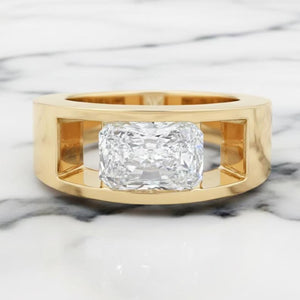 Men’s Floating Radiant Cut Moissanite Ring