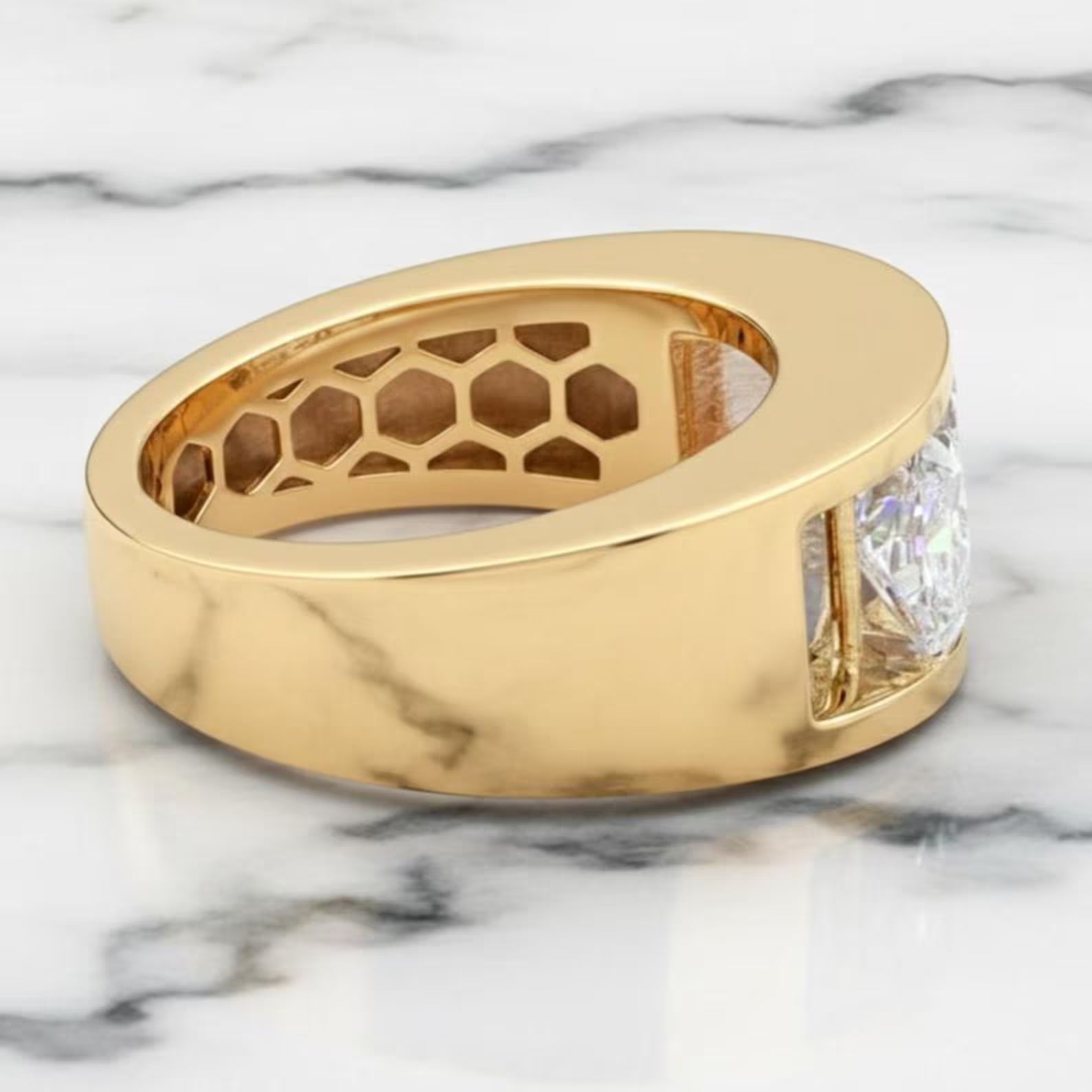 Men’s Floating Radiant Cut Moissanite Ring