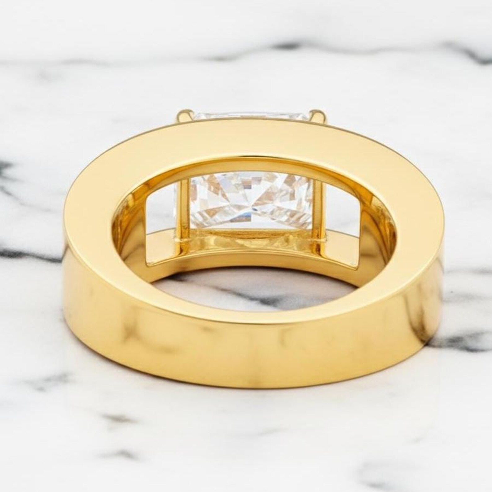 Men’s Floating Radiant Cut Moissanite Ring