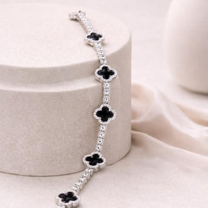 Midnight Clover Onyx Station Bracelet
